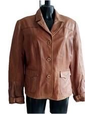 edler Damen echt Scharfnappa Leder Blazer/Lederjacke Cognac-Farbe Gr. 46 