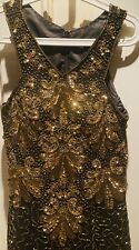 abendkleid M 38 lang gebraucht Schwarz Gold Pailletten Elegant Glitzer Designer