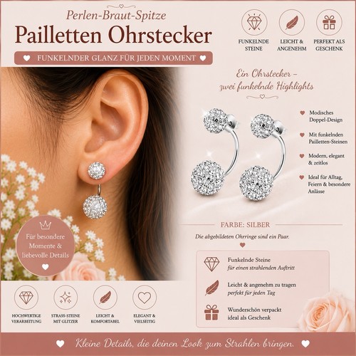 Paar pailletten ohrstecker - 1,
