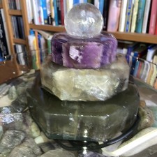 Edelstein Zimmerbrunnen groß Bergkristall Kugel, beleuchtet, dreht sich. DREXEL