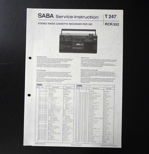 Original saba rcr552 radio - saba,