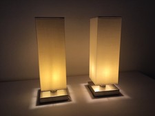 1 Paar Tischlampen Nachttischlampen Set 4fach Touch dimmbar Nickel creme