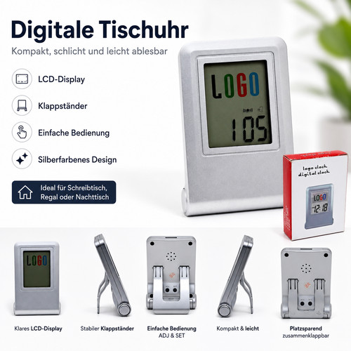 Digitale tischuhr lcd logo - tischuhr,