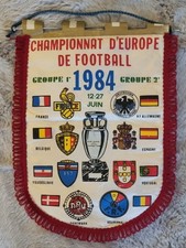 Wimpel EUROPAMEISTERSCHAFT 1984 Gruppe 1 + 2 Länderlogos, 26 x 38 cm TOP SELTEN!