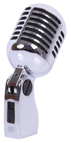 50s style chrome microphone - style,