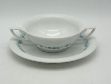 Suppentasse mit Untertasse von Rosenthal Maria Rosenkante blau