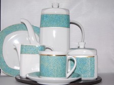 Kaffeeservice 6 Pers. 21tgl. Quattro eckig grün meliert Schirnding 