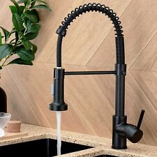Küchenarmatur Schwarz mit Brause 360° Einhebelmischer Ausziehbar Edelstahl Küche