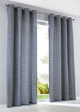 1er Pack Vorhang mit Streifen Druck Gr. 1 (H/B: 145/135 cm) Blau Beige Weiß Neu