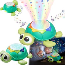 Baby Krabbel Spielzeug ab 3-9 Monate Schildkröten Baby Spielzeug mit Projektor