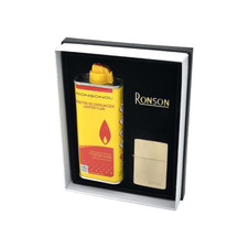 Ronson Gift Set Feuerzeug + 133ml Benzin | Gold Polished Geschenkbox NEU