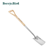Berry&Bird 105cm Gartenspaten Edelstahl Traditionelle Schaufel aus D-Grip Griff