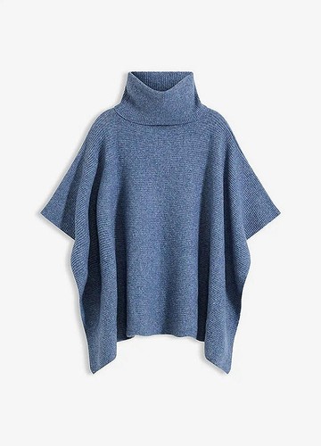 Gestrickter poncho wellenblau - gestrickter,