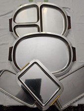 Servierplatten aus Edelstahl, fünf Stück