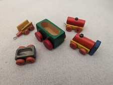 Holzfahrzeuge, 5 Stück, Holz, gebraucht, retro, 70er Jahre