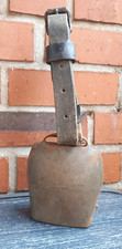 Antike alte Kuhglocke Eisen Glocke Ziegenglocke mit Leder Riemen, ca. 12 x 15 cm