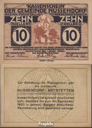 Banknoten nussendorf 1920 - nussendorf,