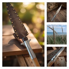 Wikinger Speer Lanze eiche hell, Lederscheide, Wikinger Flügellanze, Saufänger