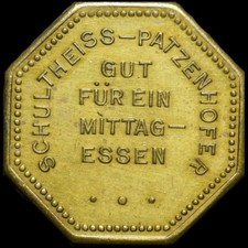 SPEISEMARKE: "Gut für Ein Mittag-Essen". BRAUEREI SCHULTHEISS-PATZENHOFER BERLIN