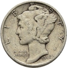 USA Liberty One Dime 1942