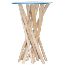 Teak Massiv Couchtisch mit Glasplatte Beistelltisch Wohnzimmertisch vidaXL