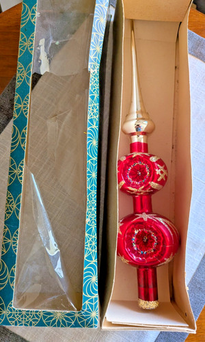 Alte christbaumspitze rot gold - alte,