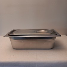 Große Edelstahl  Beilagenschale mit Deckel für Thermoport - 10 x 32,5 x  17,5 cm