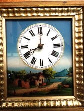 Rahmenuhr, Schwarzwald um 1870, Voralpine Gebirgslandschaft