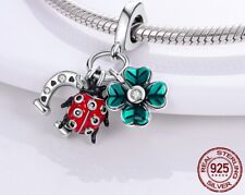 Charms Anhänger Hufeisen Kleeblatt Marienkäfer Zirkon 925 Sterling