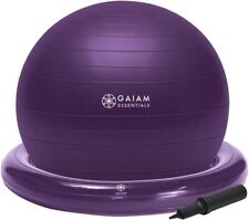 Gaiam Essentials Balance Ball & Base Kit, 65 cm Yoga Stuhl Lila Gymnastikball ✅