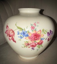 ALKA Kunst Kronach Bavaria Kugelvase 50er Jahre Porzellan Blumen Dekor Vintage