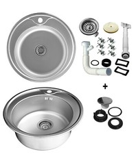 49,5cm  Edelstahl Rund Küchenspüle Edelstahlspüle Spüle Einbauspüle Spülbecken