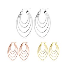 Creolen Oval Edelstahl 50x32mm Farbwahl: Silber, Gold - Damen Herren Ohrringe 