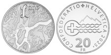 SCHWEIZ 20 FRANKEN 2025 LAGO DI LUGANO STEMPELGLANZ FEINSILBER