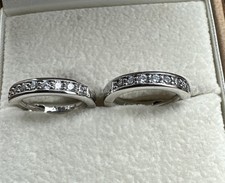 Ohrringe, Creolen, Silber 925 rhodiniert, Zirkonia, Durchm. 14,5mm, 2,5mm breit