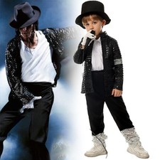 Kinder Jungen Michael Jackson Cosplay Kostüm Tanzen Party Halloween Karneval ##