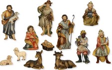 Krippenfiguren Set 12-teilig, handbemalt, für 10 cm Figuren, Polyresin
