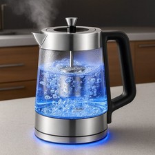 Edelstahl Glas Wasserkocher 3000 W LED Beleuchtung mit Temperatureinstellung