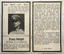 Sterbebild Soldatenfoto SS Schütze Waffen-SS WK 2 WWII