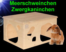 Nager 🐹🐇 HOLZ ZWERGKANINCHEN MEERSCHWEINCHEN HAUS 2 Eingänge Zubehör Nest