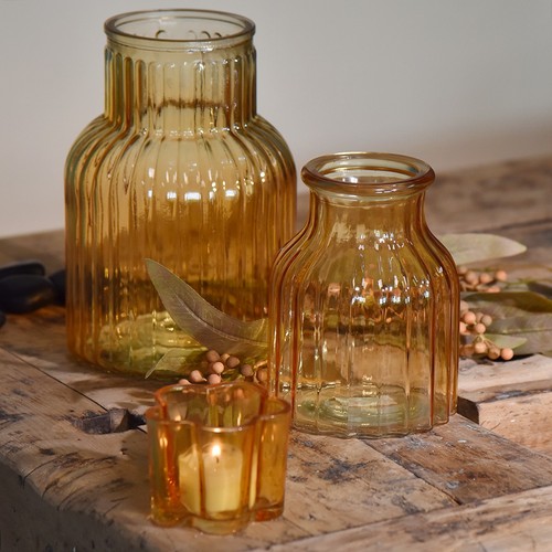 Glas blumenvase retro orange - glas,
