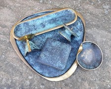 ***VINTAGE RAUCHERSET*MESSING*GRÜNSPAN~FINISH*6-TEILIG*MID CENTURY*RETRO***