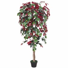 Roter Ficus Benjamin Birkenfeige Kunstpflanze Kunstbaum Künstlich 150cm Decovego