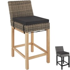 Alu Rattan Barhocker Barstuhl mit Lehne Bistrohocker Tresenhocker Hocker Holz