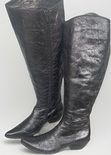 GIANNI BARBATO Cowboy Boots Kniehoch Gr.37 Echt Leder Designer Stiefel Genäht