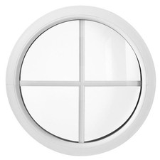 Rundfenster Fest Weiss Kunststoff mit Innenliegende Sprossen 2-fach Verglasung