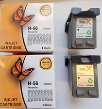 2 BK REFILL DRUCKERPATRONEN für HP 56 Deskjet 5150 5550 5600 5650 5652 5850 9650