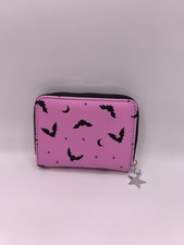 Geldbörse Portemonnaie Briefbörse Damen Halloween Spooky Creepy Pink Fledermäuse