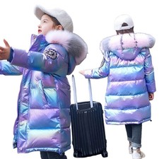 Kinder Winterjacke mit Kapuze für Mädchen - Warme Steppjacke mit Reißverschluss