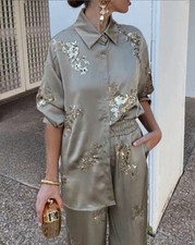 ZARA PAILLETTEN SATIN SHIRT
